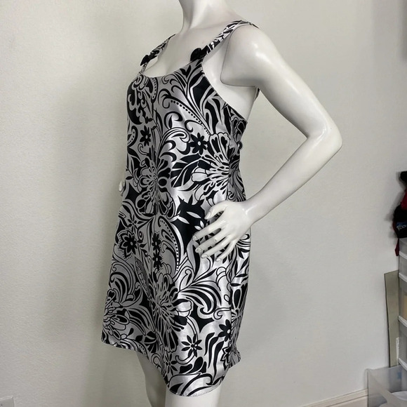 Vintage Sante Classics Black & White Floral Satin Slip Dress Nightgown W/Bows S - Picture 2 of 7